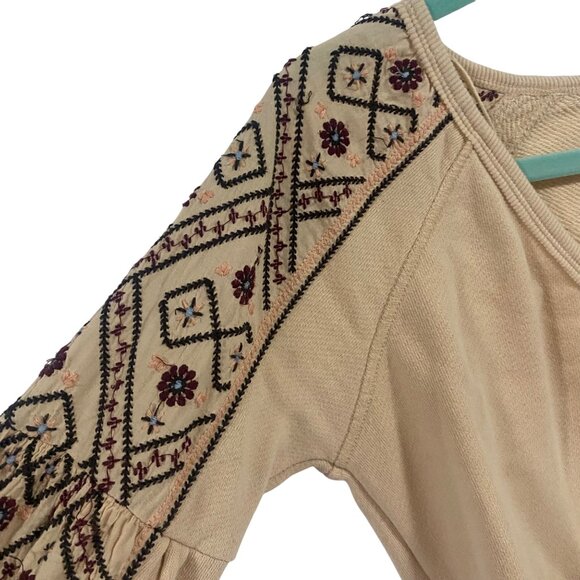 Free People Senorita Crop Embroidered Puff Sleeve Pullover - Picture 3 of 8